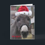 "Die Esel machen große Santas!" Karte<br><div class="desc">Eine lustige Karte für den Eselliebhaber in deinem Leben. Die Esel machen wirklich große Santas, und mein Esel Jonathan lasse allen mit dieser lustigen Weihnachtskarte, die sicher sein wird, ein Geschwätz zu seinem Empfänger zu bringen! "Donkeys Make Great Santas!" ist von meinem Originalfoto aufgenommen und steht unter meiner Kopie rechts....</div>