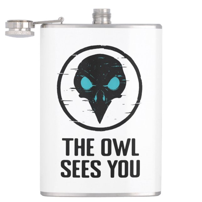 Die Eule sieht Euch - Glitch Eye Horror Shirt - We Flachmann (Geöffnet)