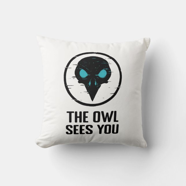 Die Eule sieht Euch - Glitch Eye Horror Shirt - We Kissen (Vorderseite)