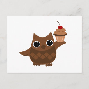 Die Eule und der Cupcake Postkarte