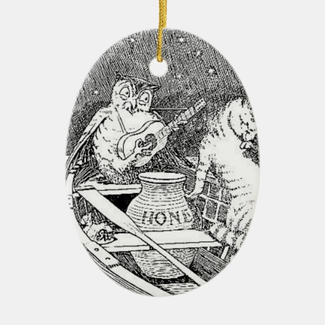 "Die Eulen-und der Pussycat-" Verzierung Keramik Ornament (Vorne)