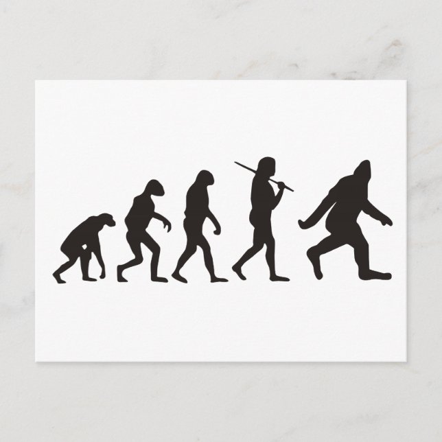 Die Evolution des Bigfoot Postkarte (Vorderseite)
