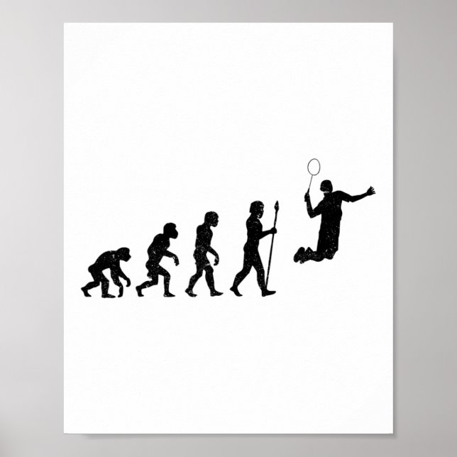 Die Evolution eines Badminton-Spielers - Funny Poster (Vorne)