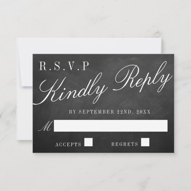 Die Extravagante Chalkboard-Hochzeitskollektion RSVP Karte (Vorderseite)
