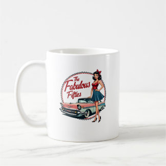 Die fabelhaften 50er Retro Car Girl Graphic Kaffeetasse