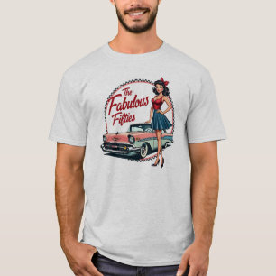 Die fabelhaften 50er Retro Car Girl Graphic T-Shirt