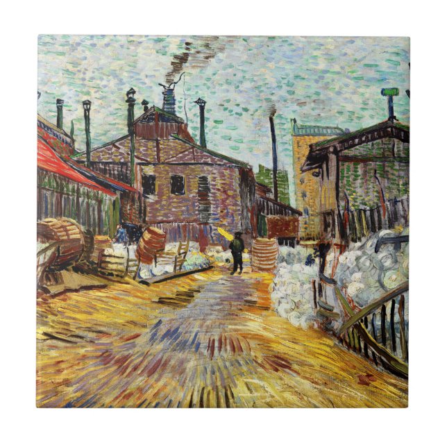 Die Fabrik (1887) von Vincent Van Gogh Fliese (Vorderseite)