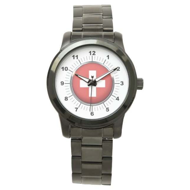 Die Fahne der Frauenschweiz Oversized Black Watch Armbanduhr (Vorderseite)