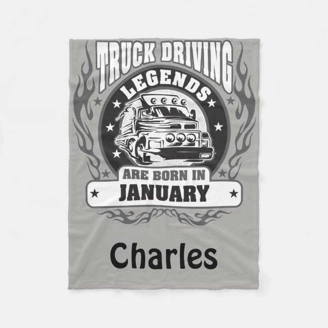 Die Fahrerlegende sind im Januar Geboren, Name hin Fleecedecke (Vorderseite)