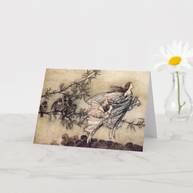 Die Fairies haben Zähne mit Vögeln, Arthur Rackham Karte (Kleine Pflanze)