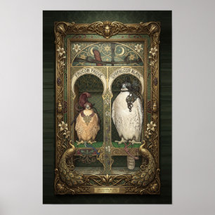 Die Falken des Ostens - Art Nouveau Falknerei Poster