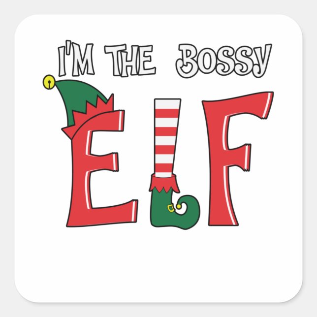 Die Familie Bossy Elf passt zu Weihnachten Pajamas Quadratischer Aufkleber (Vorderseite)