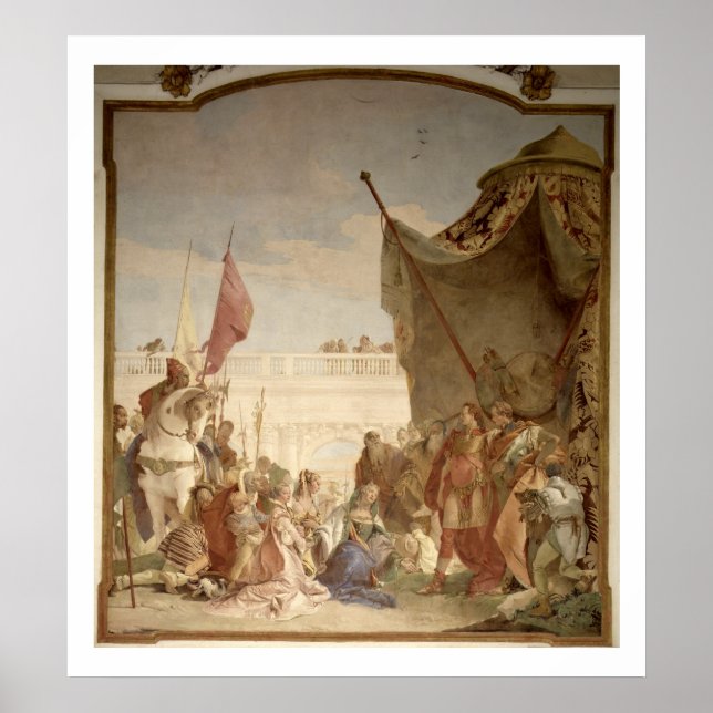 Die Familie Darius vor Alexander Poster (Vorne)