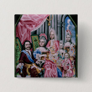 Die Familie des Kaisers Peter I, das große, 1717 Button