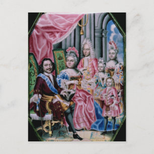 Die Familie des Kaisers Peter I., des Großen, 1717 Postkarte