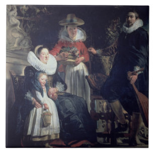 Die Familie des Künstlers (Öl auf Leinwand) 2 Fliese