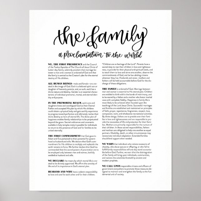 Die Familie: Eine Verkündigung der Welt Poster (Vorne)