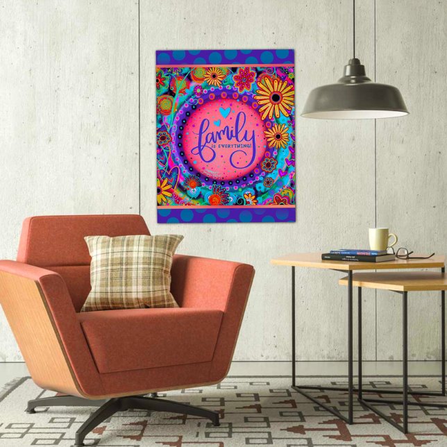 Die Familie ist alles, was mit Blumenrosa Inspirie Poster (Von Creator hochgeladen)