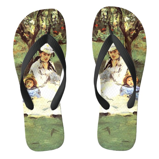 Die Familie Monet in ihrem Garten Edouard Manet Flip Flops (Fußbett)