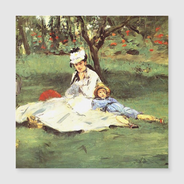 Die Familie Monet in ihrem Garten Edouard Manet Magnetkarte (Vorderseite)