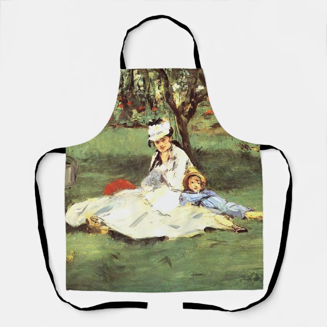 Die Familie Monet in ihrem Garten Edouard Manet Schürze (Vorderseite)