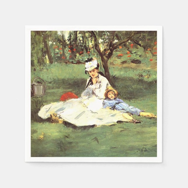 Die Familie Monet in ihrem Garten Edouard Manet Serviette (Vorderseite)