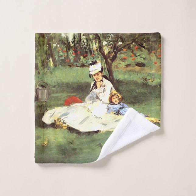 Die Familie Monet in ihrem Garten Edouard Manet Waschlappen (Waschlappen)