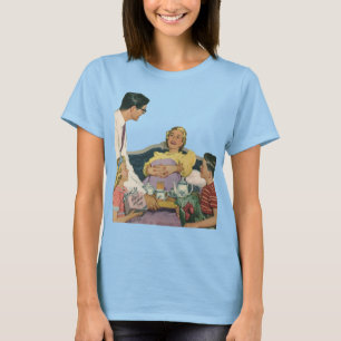 Die Familie Retro serviert Mama Frühstück im Bett T-Shirt