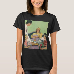 Die Familie Retro serviert Mama Frühstück im Bett T-Shirt