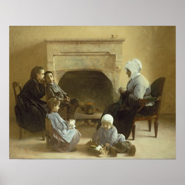Die Familie sitzt um ein Herz Poster (Vorne)