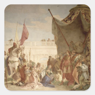 Die Familie von Darius vor Alexander Quadratischer Aufkleber