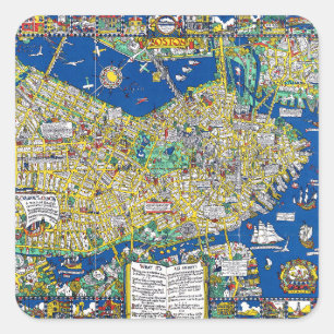 Die Farbe einer alten Stadt - ein Stadtplan von Bo Quadratischer Aufkleber