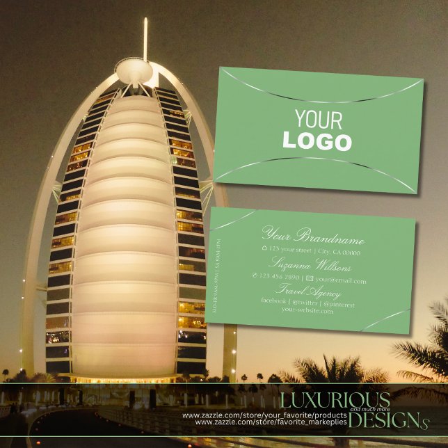 Die Farbe Grün mit Silber-Dekor und Logo-Chic Visitenkarte (Von Creator hochgeladen)