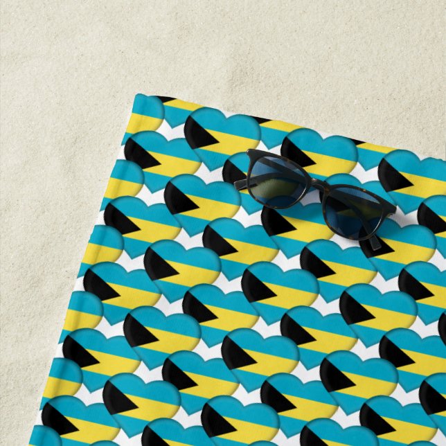 Die Farben der Bahamas-Fahne vermitteln das Patrio Strandtuch (Beispiel)