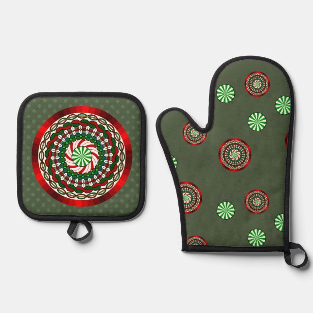 Die Farben der Weihnachten Ofenhandschuh & Topflappen-Set (Vorderseite)