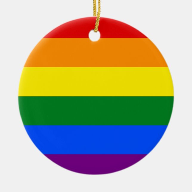 Die Farben des Regenbogens Keramik Ornament (Vorne)
