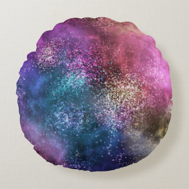 Die farbenfrohe Galaxie Rundes Kissen (Vorderseite)