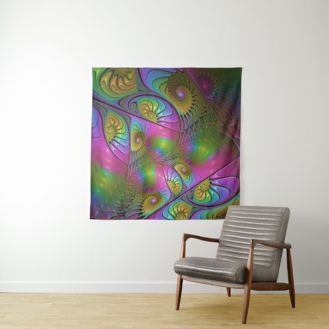 Die farbenfrohe, leuchtend moderne Kunst des Abstr Wandteppich (Beispiel (Horizontal))