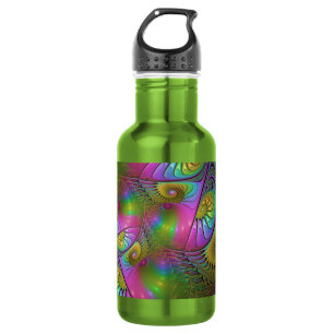 Die farbenfrohe, leuchtende, trippy-Abstrakte Frak Edelstahlflasche