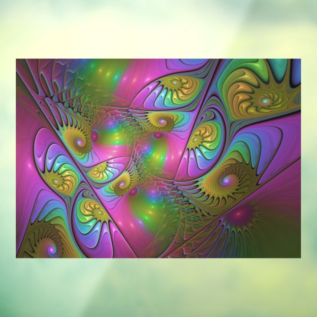 Die farbenfrohe, leuchtende, trippy-Abstrakte Frak Fensteraufkleber (Blatt 3)
