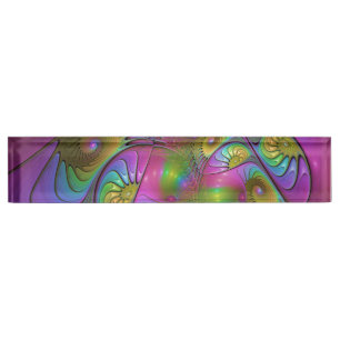 Die farbenfrohe, leuchtende, trippy-Abstrakte Frak Namensplakette