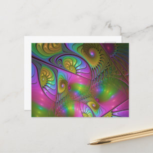 Die farbenfrohe, leuchtende, trippy-Abstrakte Frak Postkarte