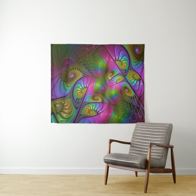 Die farbenfrohe, leuchtende, trippy-Abstrakte Frak Wandteppich (Beispiel (Horizontal))