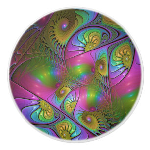 Die farbenfrohe leuchtende trippy abstrakte Frakta Keramikknauf