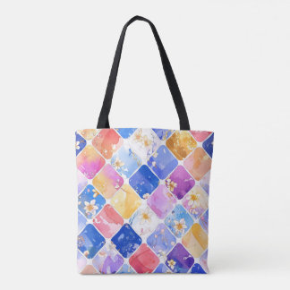 Die farbenfrohe Party im Blumengarten Tasche