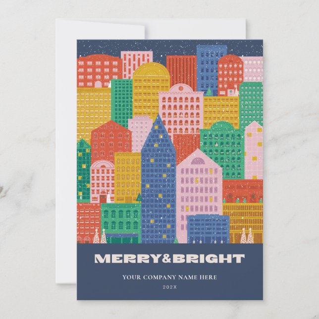 Die farbenfrohe Stadt im Winter Coroporate Einladung (Vorderseite)