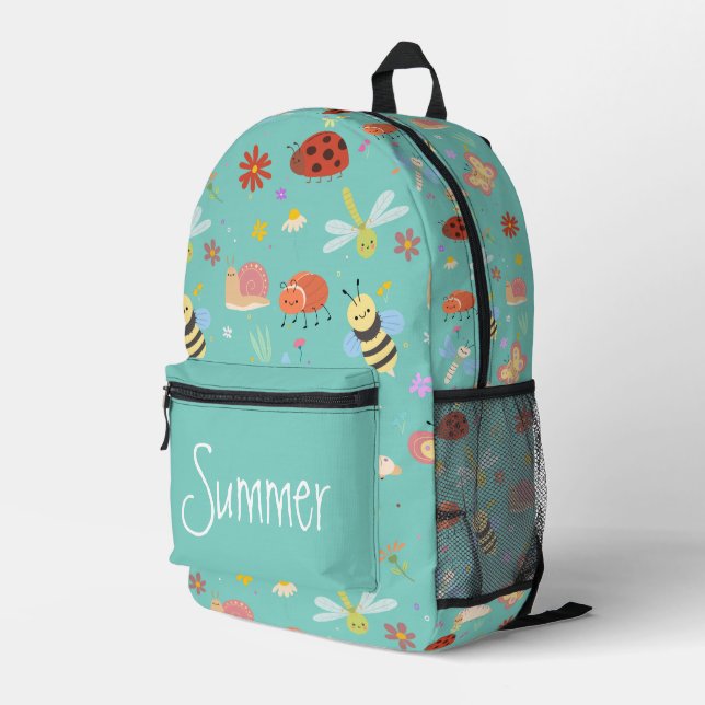 Die farbenfrohen, Niedlichen Buschkinder Bedruckter Rucksack (Rückseitige Ecke Rechts)