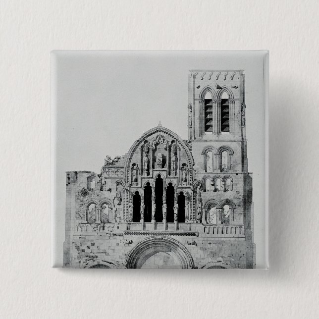 Die Fassade von La Madeleine de Vezelay Button (Vorderseite)