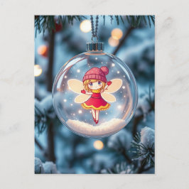 Die Fee im Weihnachtsbaum Feiertagspostkarte