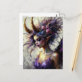 Die Fee in Lila mit Hörnern auf dem Kopf Postkarte